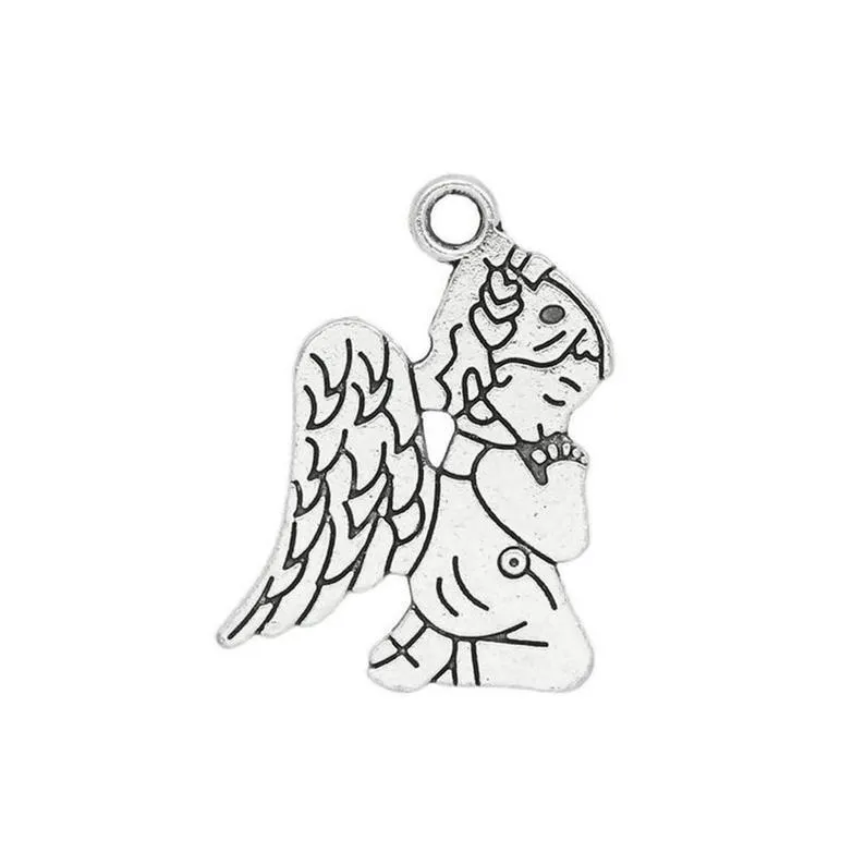 10 Pcs Tibetan Silver ANGEL PRAYING 23mm x 17mm Charms Pendants, Lead & Nickel Free Metal Charms Pendants Beads