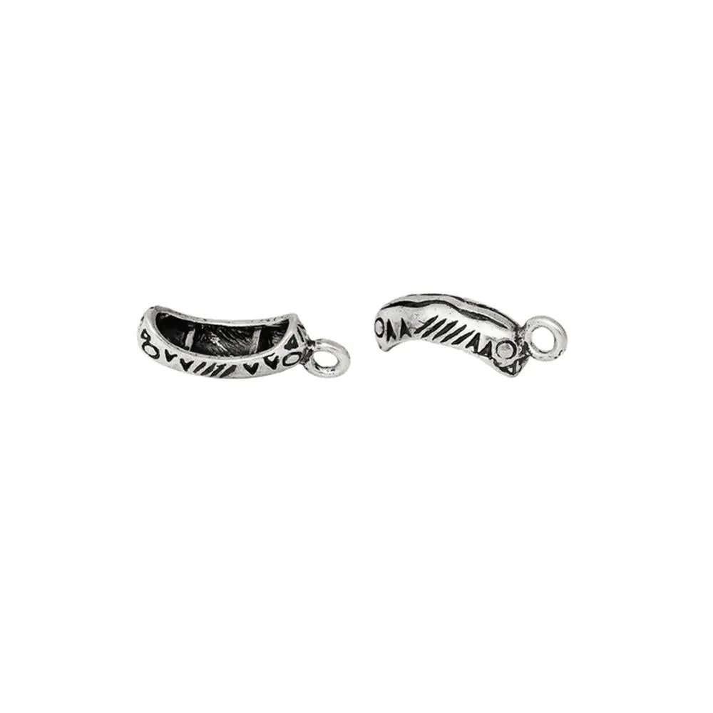 10 Pcs Tibetan Silver KAYAK CANOE 18mm x 5mm Charms Pendants, Lead & Nickel Free Metal Charms Pendants Beads