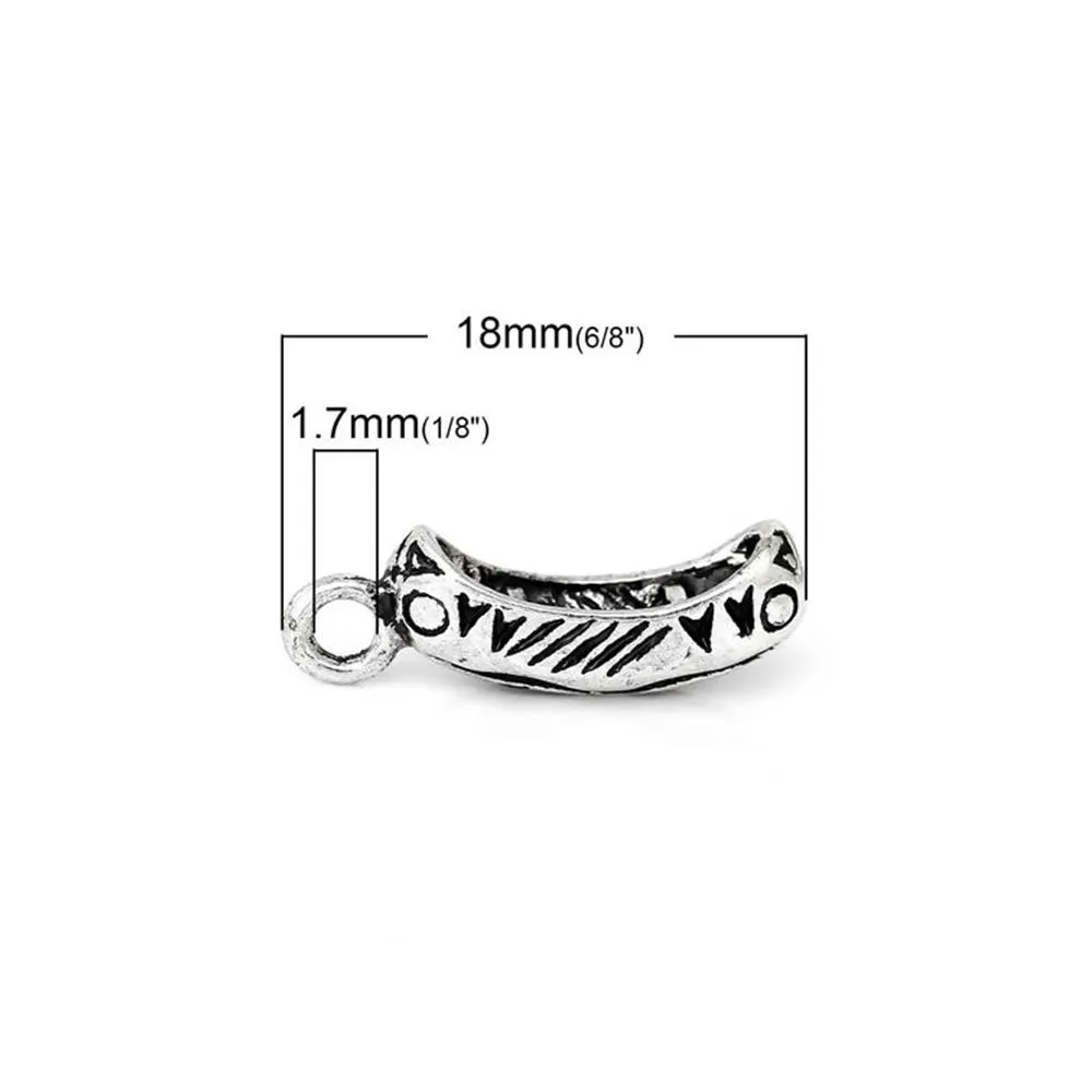 10 Pcs Tibetan Silver KAYAK CANOE 18mm x 5mm Charms Pendants, Lead & Nickel Free Metal Charms Pendants Beads