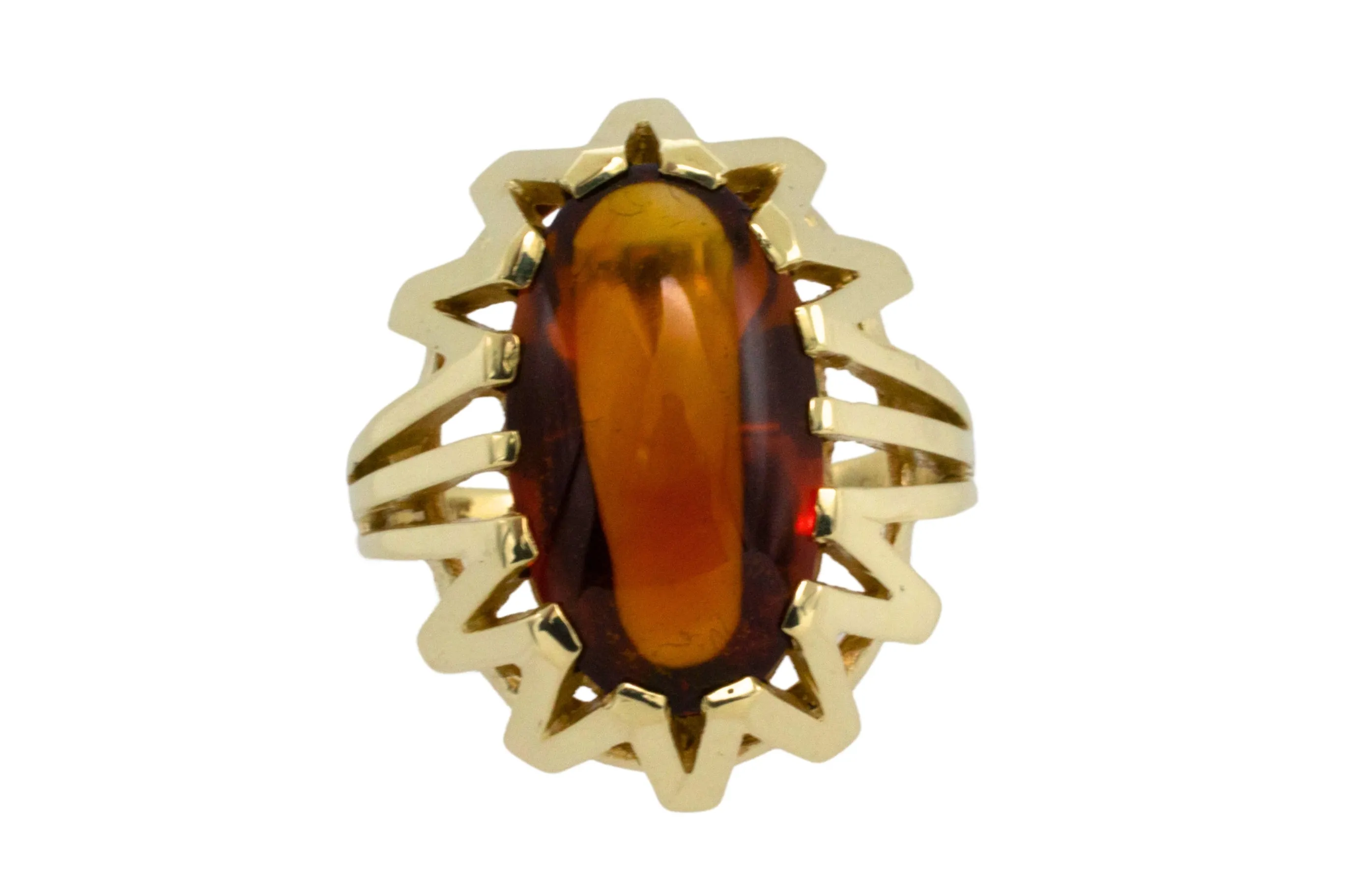 14 carat gold ring with madeira citrine