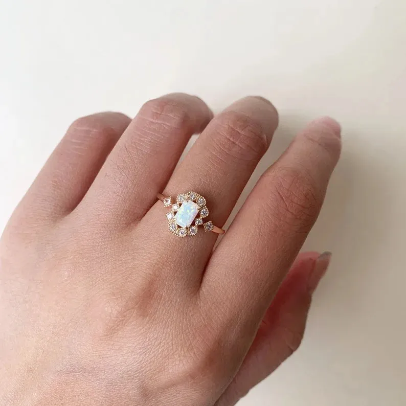 14k Gold Vermeil  Opal  Vintage Engagement Rings