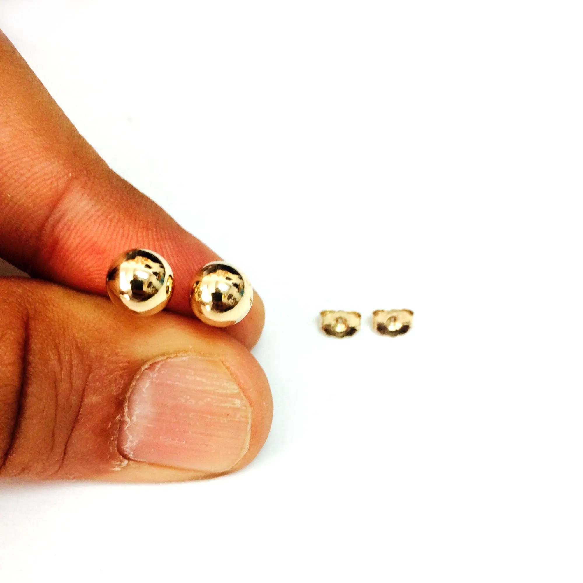 14K Yellow Gold Ball Stud Earrings