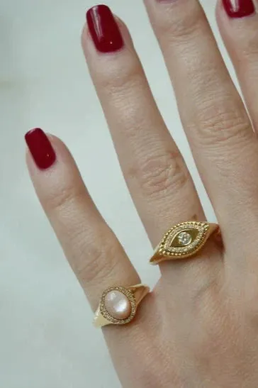 14KY Evil Eye Protection Ring
