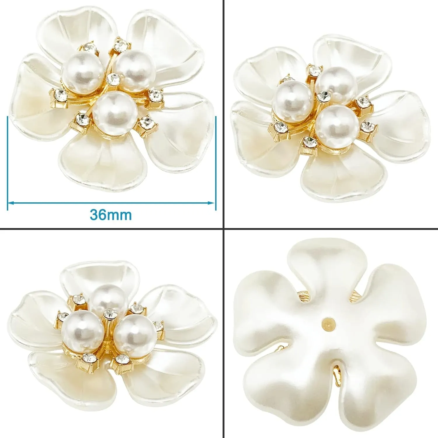 20Pcs Pearl Rhinestone Embellishments Flower Flatback Buttons Rhinestone Charms for Shoe Decoration Jewelry Making Clothes Brooch Wristband and Wedding Bouquet DIY
