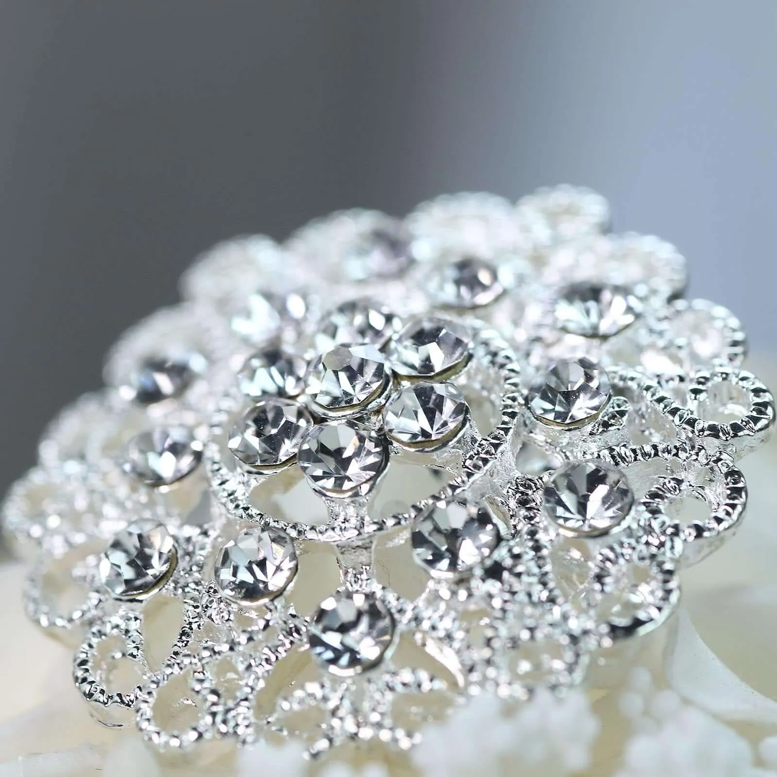 5 Pack Silver Plated Mandala Crystal Rhinestone Brooches - Exquisite Floral Sash Pins for Bouquet Decor
