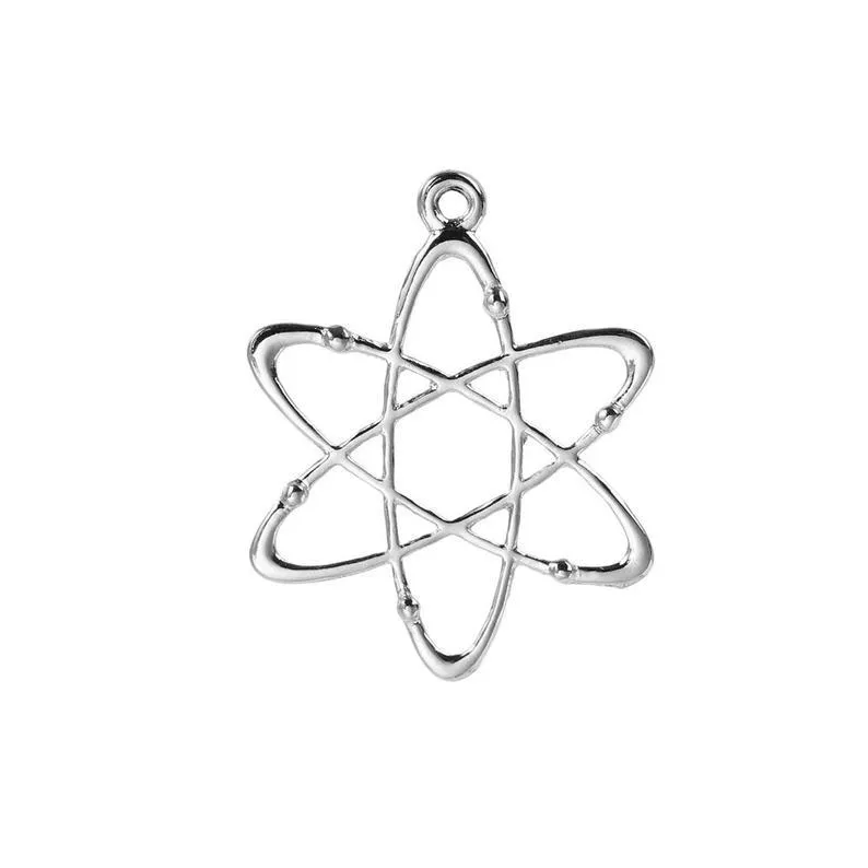 5 Pcs Tibetan Silver Atom Chemical Science 33mm x 26mm Charms Pendants
