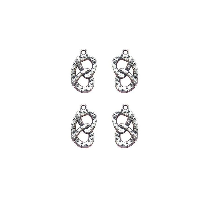 5 Pcs Tibetan Silver Pretzel Cake Biscut 22X13mm 3D Charms Pendants