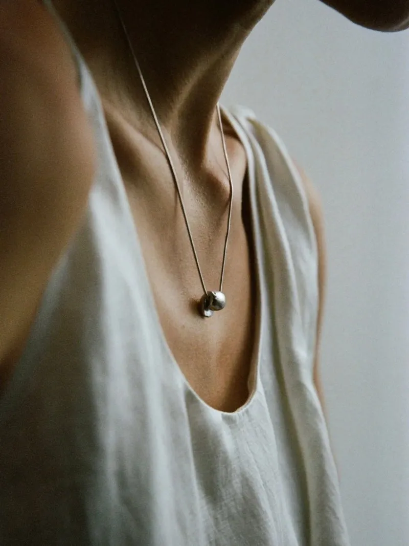 925 Silver Textured Clay Pendant Necklace