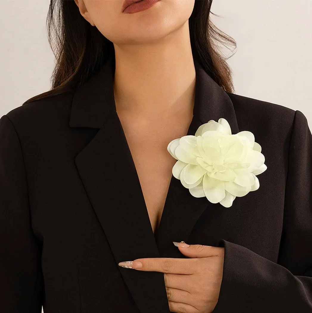 Big Flower Brooches Large Rose Brooches Satin Fabric Hair Clip Vintage Floral Brooch Pin Wedding Prom Flower Brooch Pin for Women