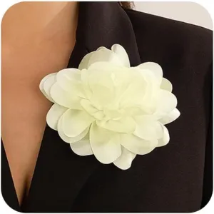 Big Flower Brooches Large Rose Brooches Satin Fabric Hair Clip Vintage Floral Brooch Pin Wedding Prom Flower Brooch Pin for Women
