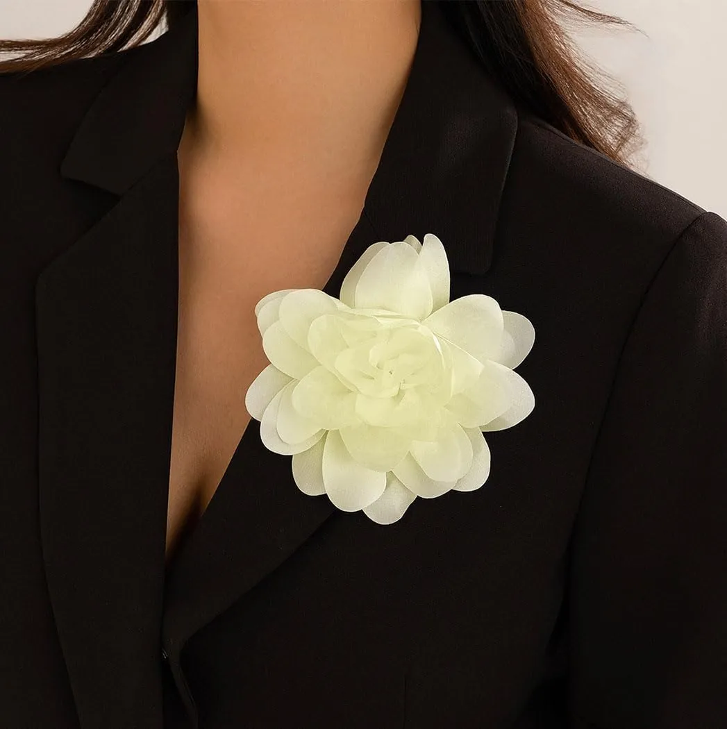 Big Flower Brooches Large Rose Brooches Satin Fabric Hair Clip Vintage Floral Brooch Pin Wedding Prom Flower Brooch Pin for Women