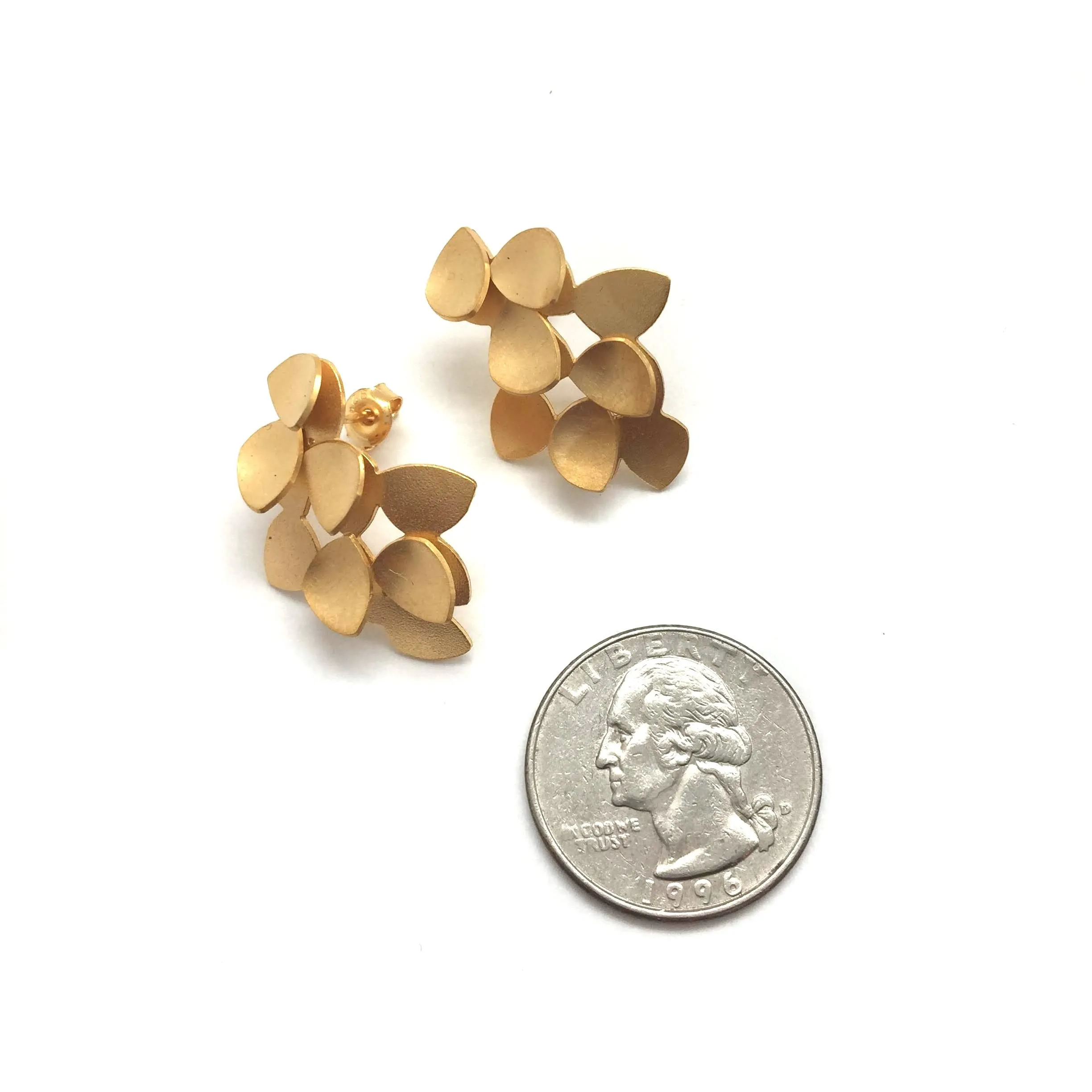Blossoming Petal Post Earrings - Gold