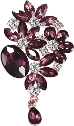 Brooches Pin Flower Leaf Bouquet Brooch Created Crystal Brooch | Pins for Flower Bouquets | Brooches and Pins for Women | Crystal Flower Brooch | Jewelry Pins and Brooches | Women's Brooches & Pins