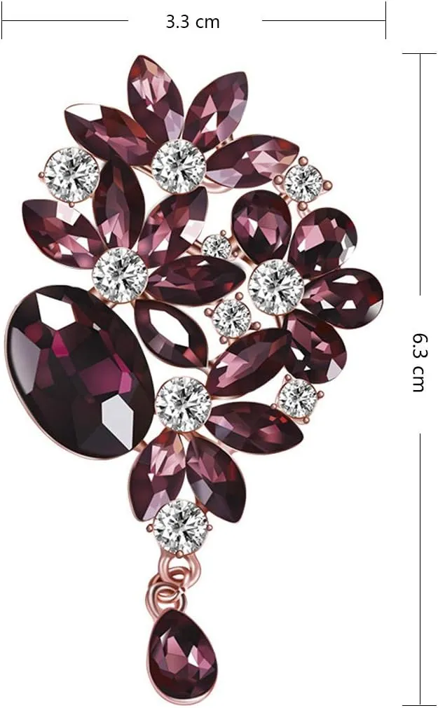 Brooches Pin Flower Leaf Bouquet Brooch Created Crystal Brooch | Pins for Flower Bouquets | Brooches and Pins for Women | Crystal Flower Brooch | Jewelry Pins and Brooches | Women's Brooches & Pins