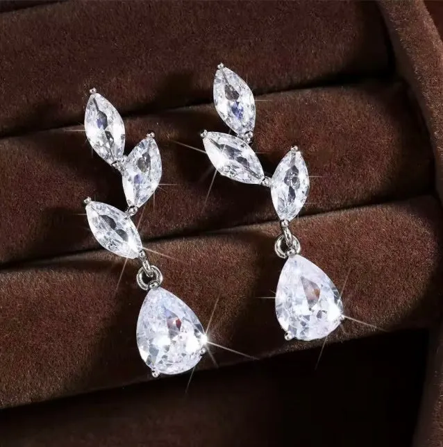 Brooklyn - Cubic Zirconia Bridal Earrings - Available in Silver, Rose Gold and Yellow Gold