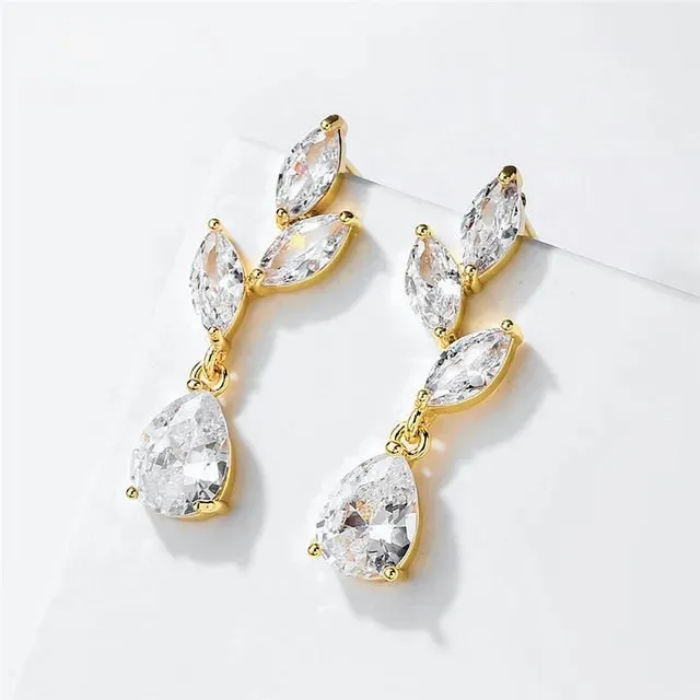 Brooklyn - Cubic Zirconia Bridal Earrings - Available in Silver, Rose Gold and Yellow Gold