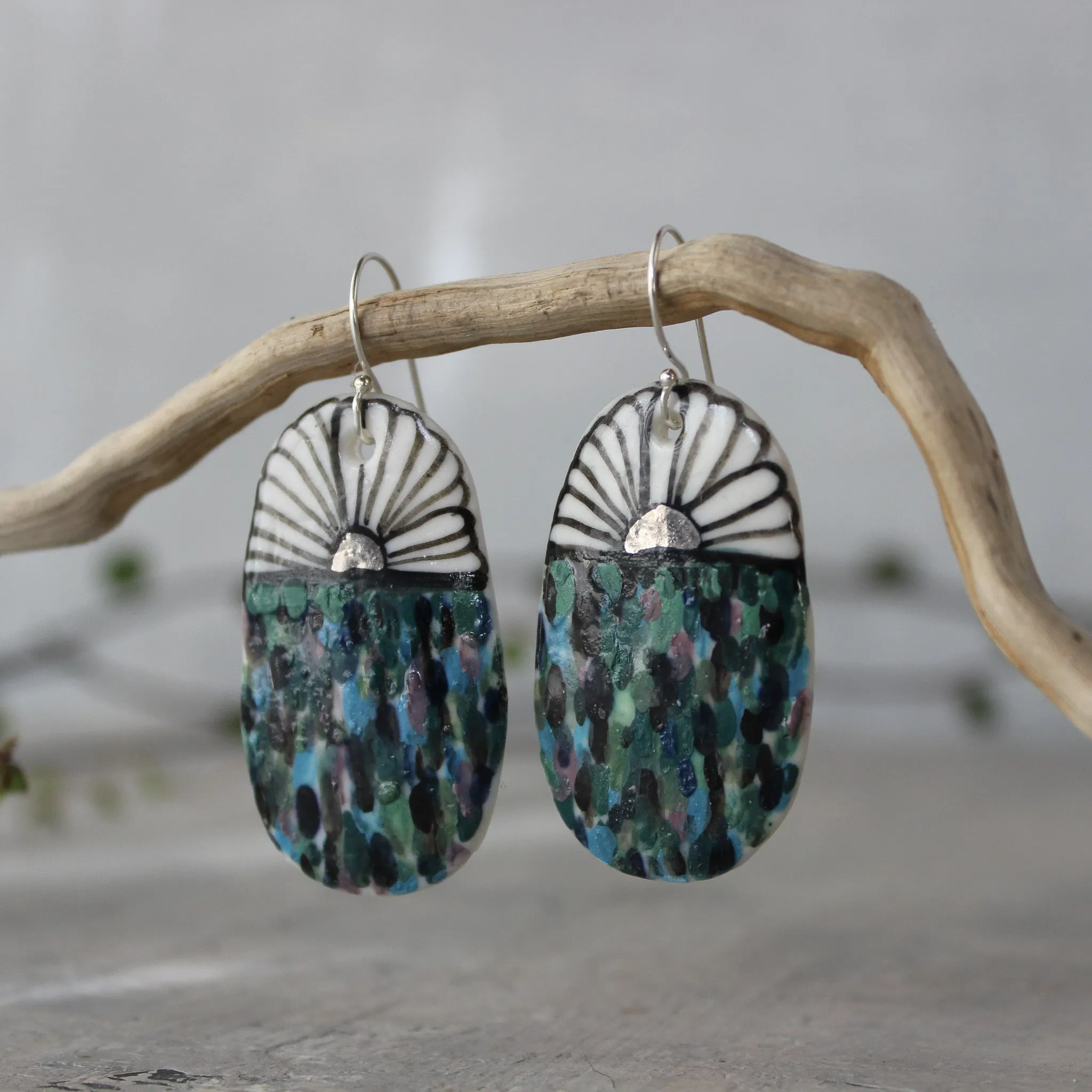 Ceramic Earrings Blue Drops #1