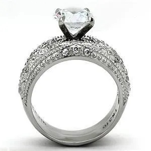 CJG1244 Wholesale Brilliant Round CZ Stainless Steel Stacked Engagement Ring