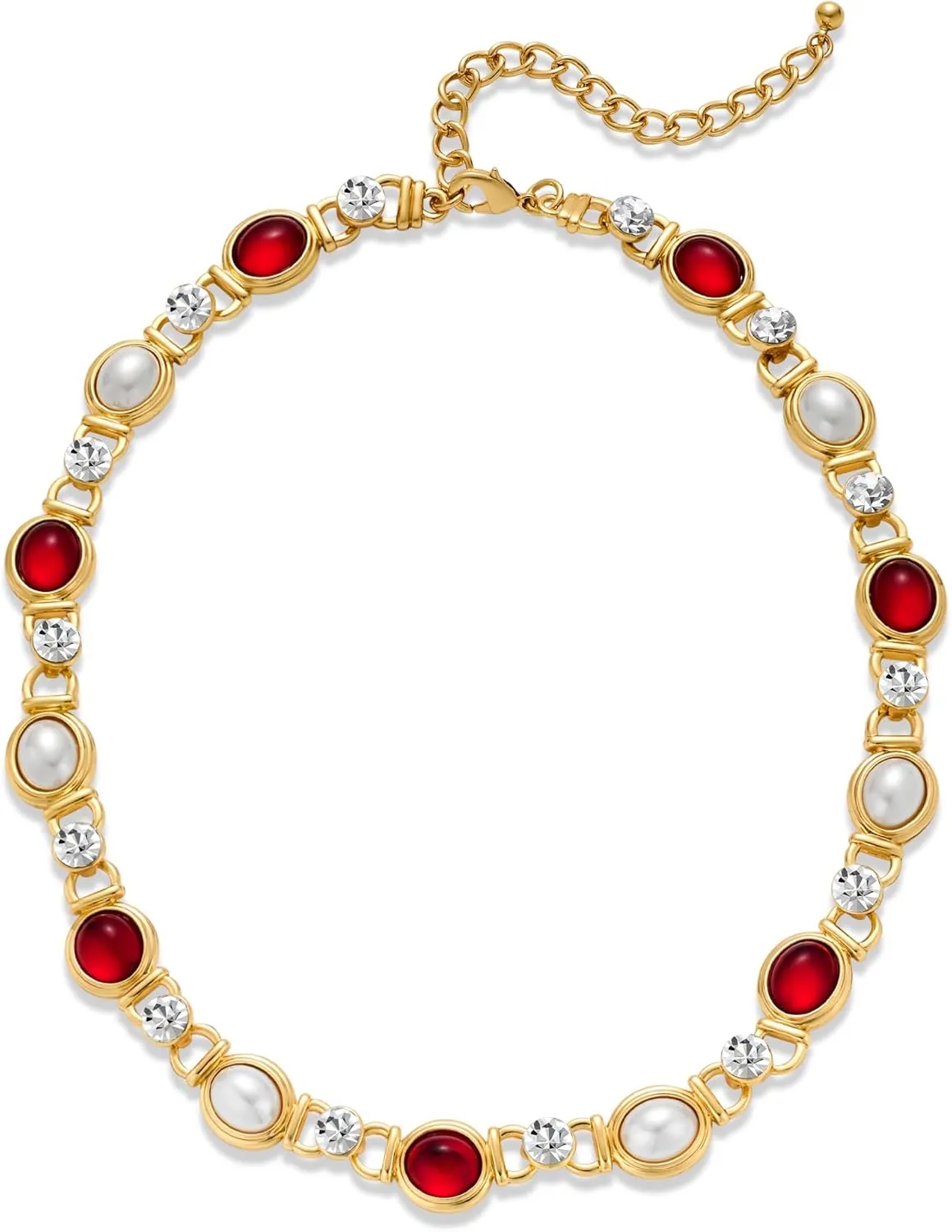CLASSYZINT Imitation Pearl Necklace Vintage Pearl Choker Necklace Statement Necklaces Red Necklaces for Women