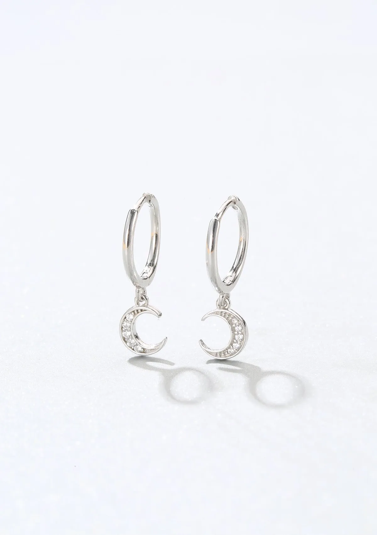 Crescent Moon Huggie Earrings Sterling Silver