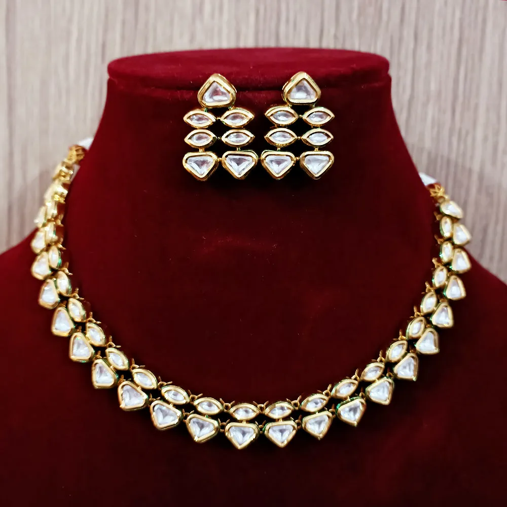 Designer Two Layer White Kundan Necklace with Earrings (D204)