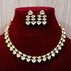 Designer Two Layer White Kundan Necklace with Earrings (D204)