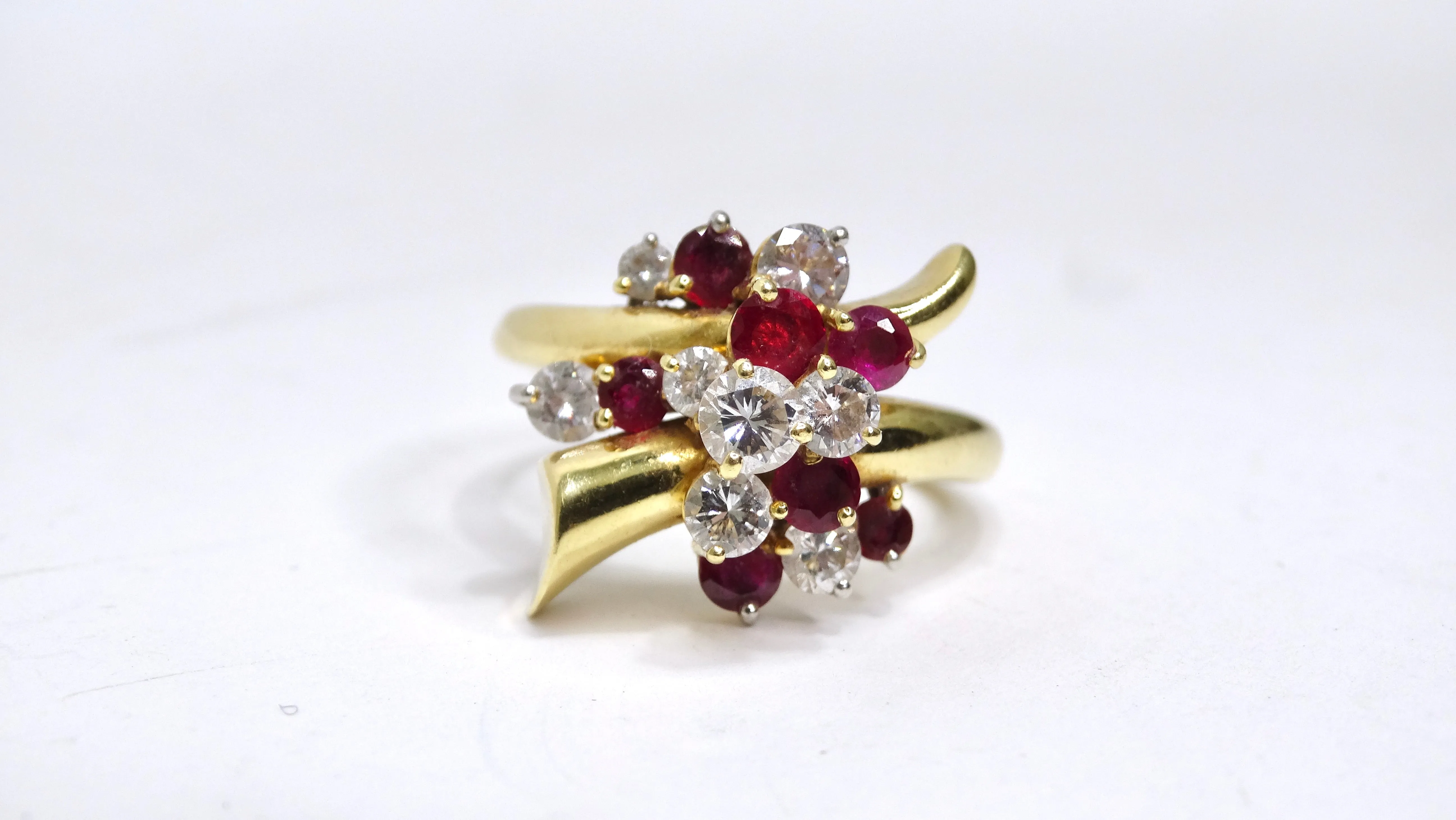 Diamond and Ruby Cluster Ring