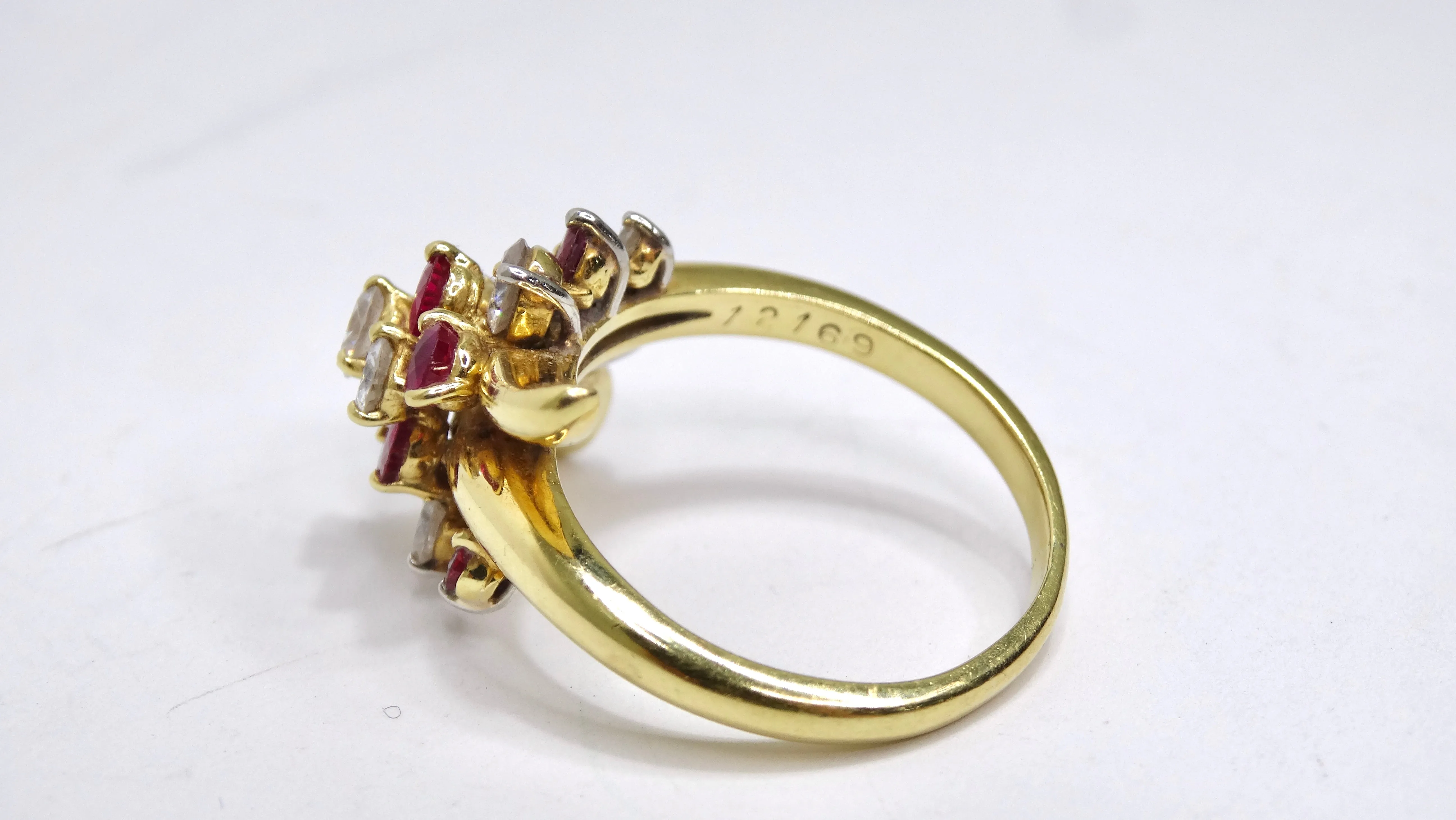 Diamond and Ruby Cluster Ring