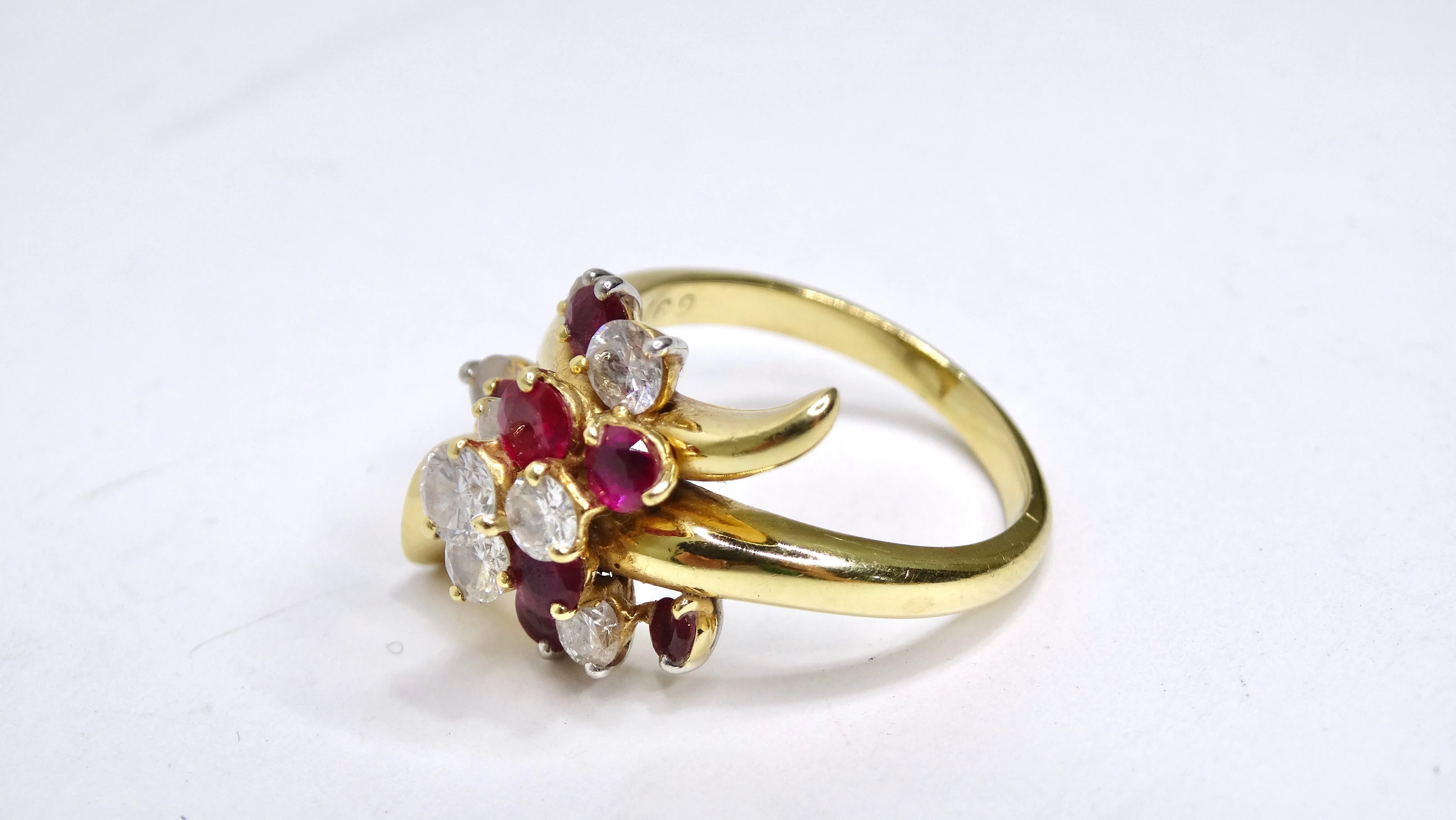 Diamond and Ruby Cluster Ring