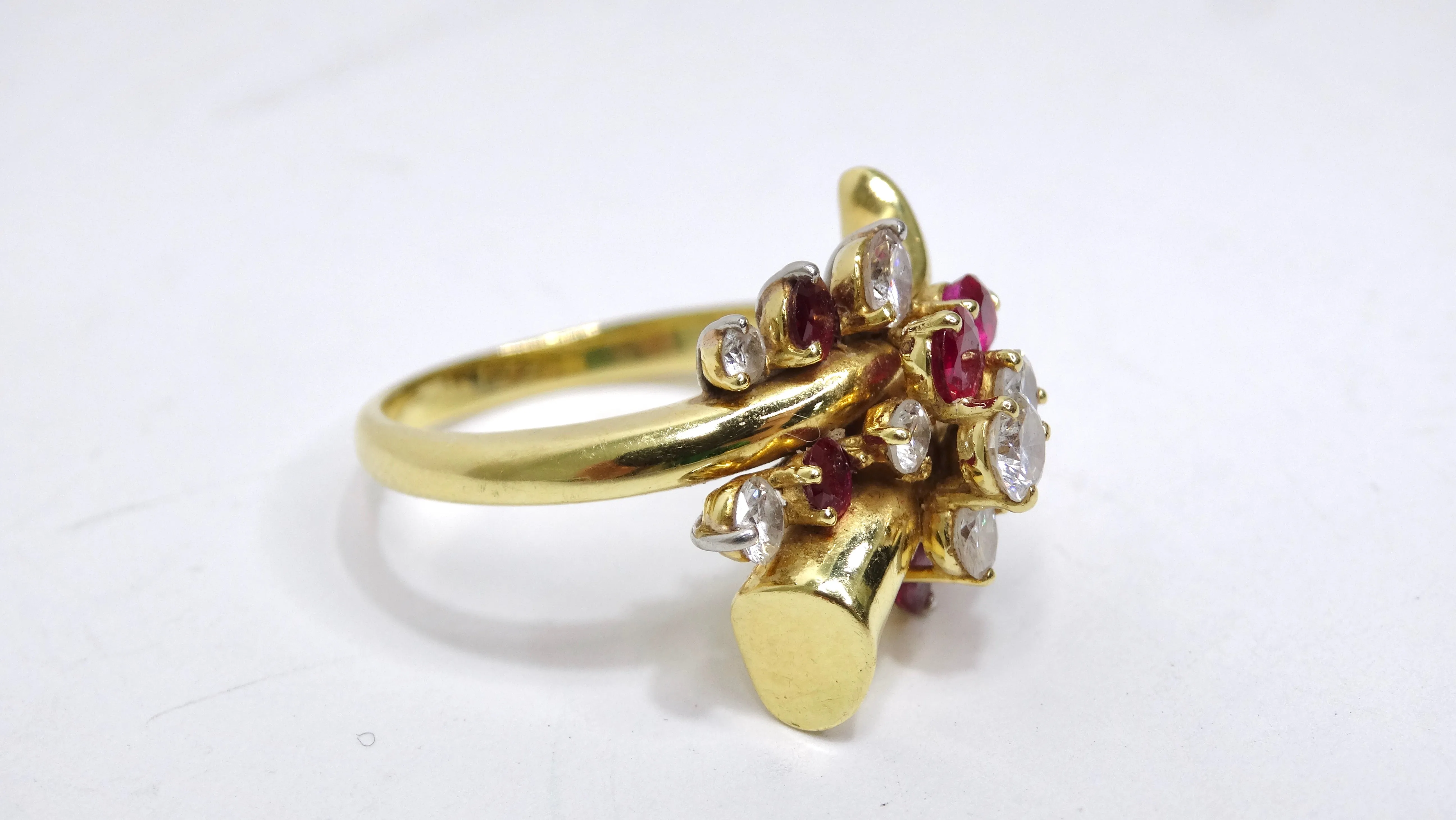 Diamond and Ruby Cluster Ring