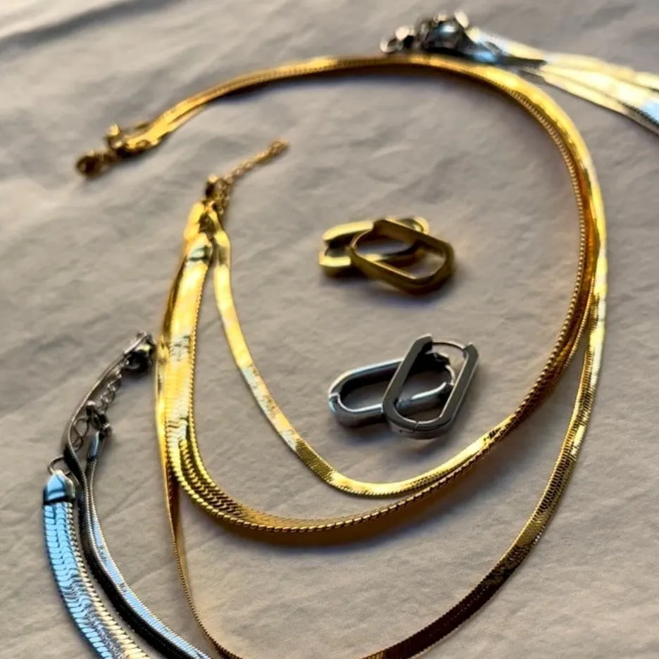 Dylan Steel Herringbone Necklace