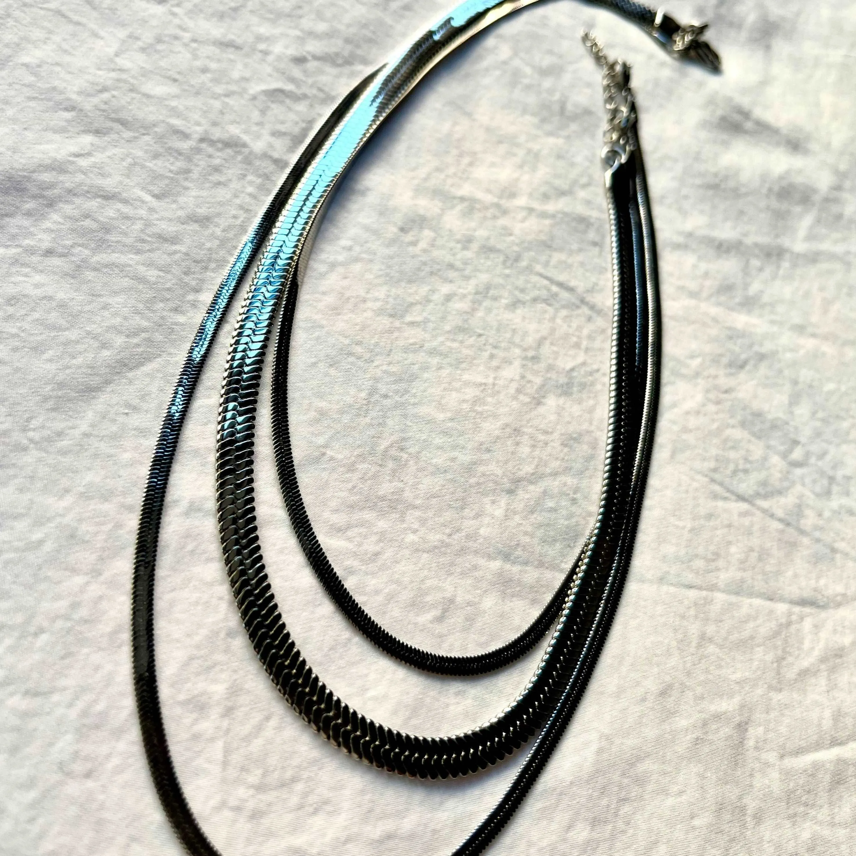 Dylan Steel Herringbone Necklace
