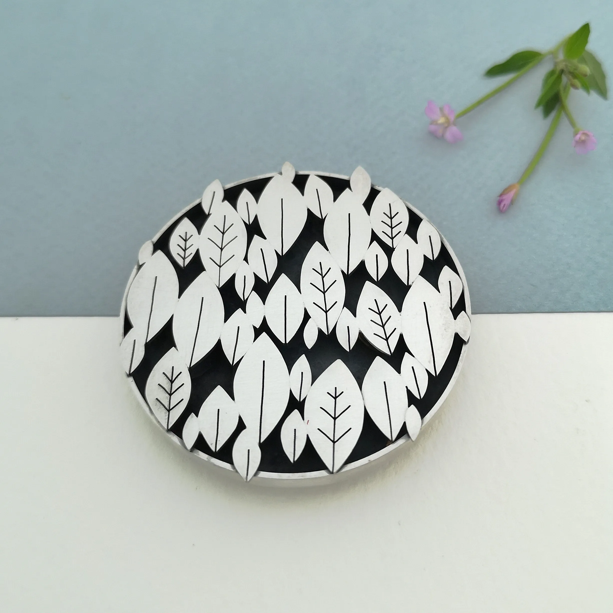 Forty Leaves Silver Brooch