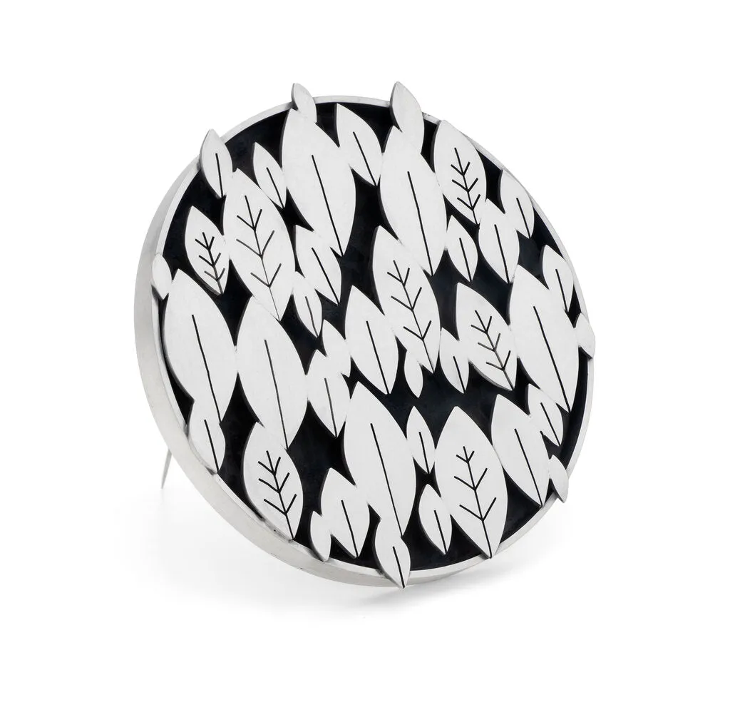 Forty Leaves Silver Brooch