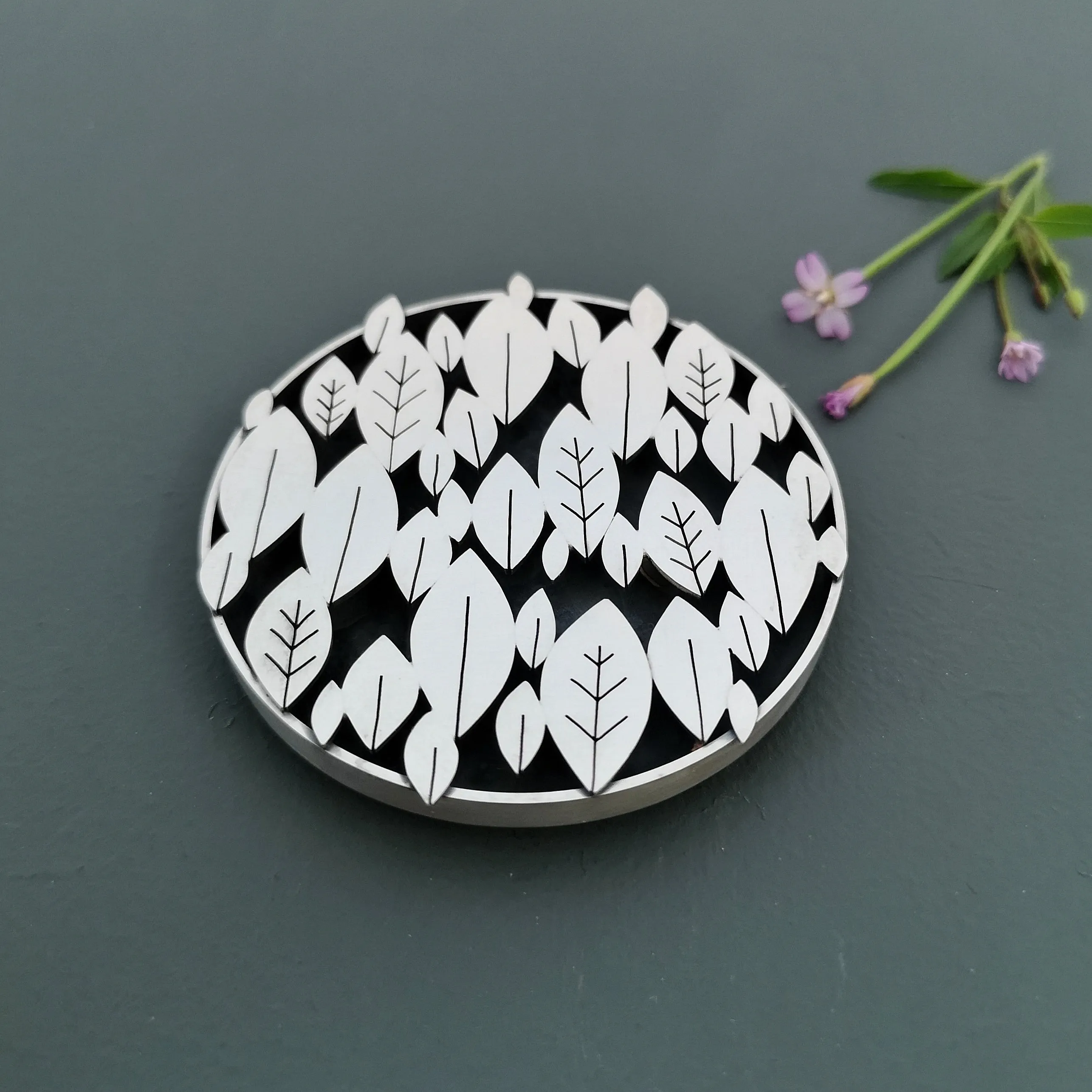 Forty Leaves Silver Brooch