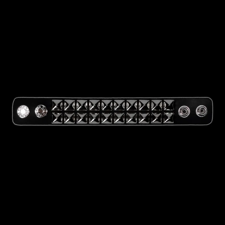 Funk Plus - 2 Row 1/2" Silver Pyramid Stud Bracelet