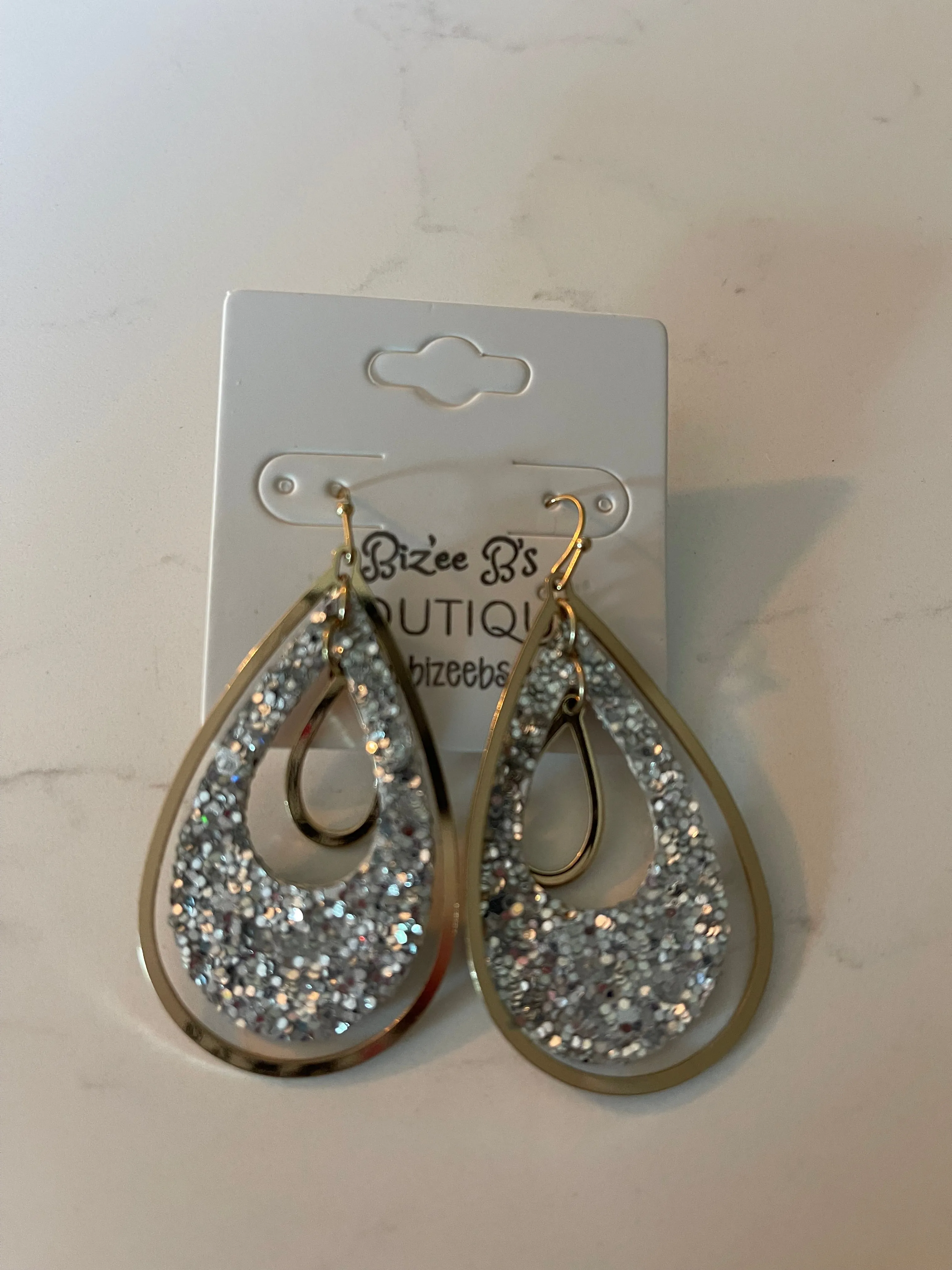 Gold & Faux Leather Teardrop Earrings