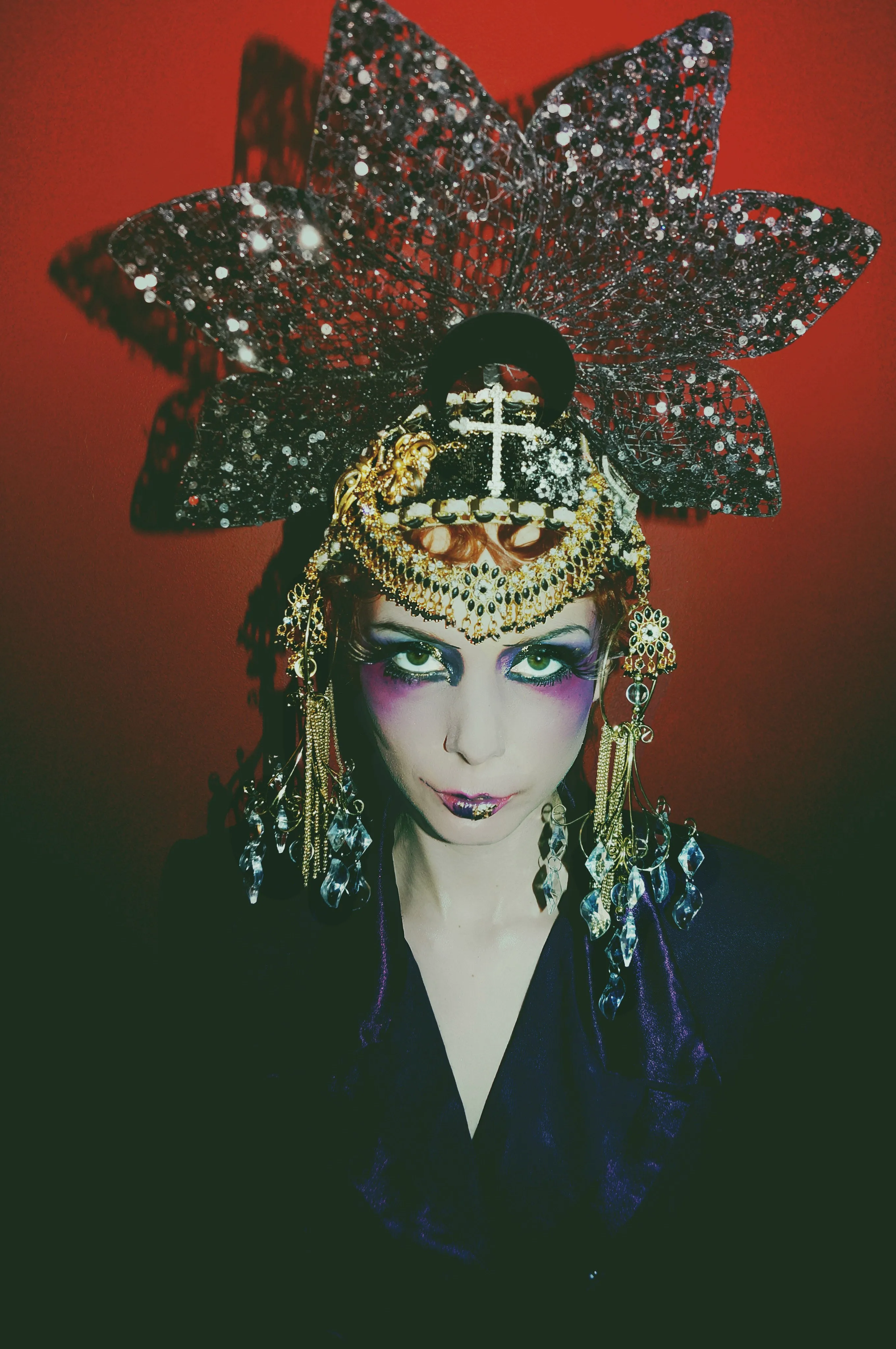 Gothic Jewel Couture Black and Gold Headpiece
