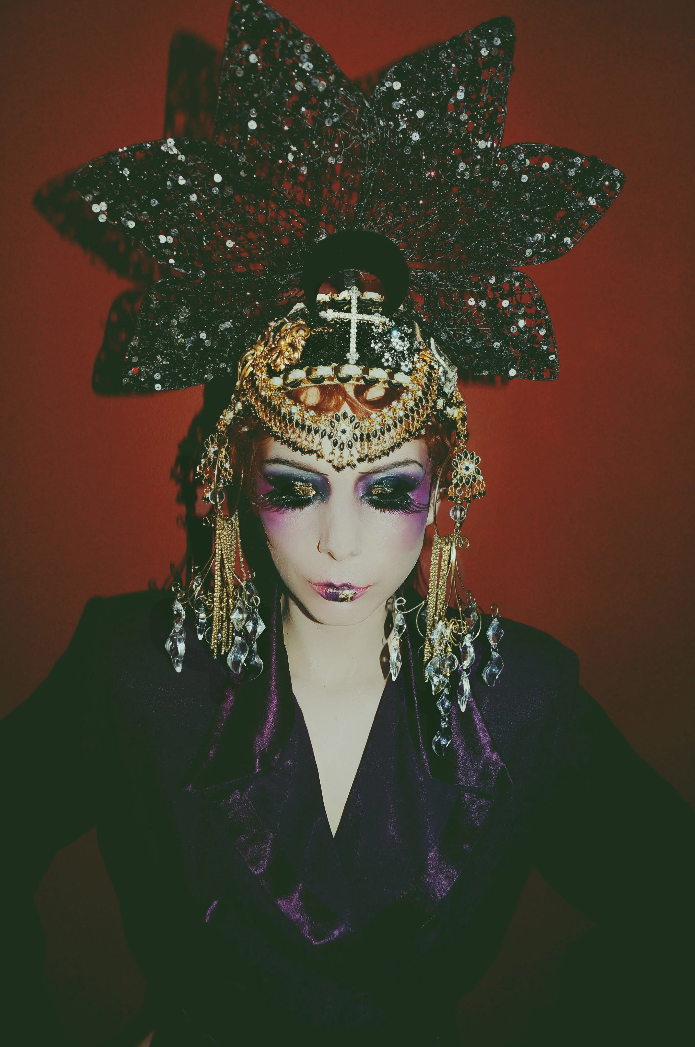 Gothic Jewel Couture Black and Gold Headpiece