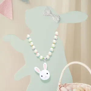 iLLASPARKZ Enamel Easter Bunny Pendant Pearl Necklace