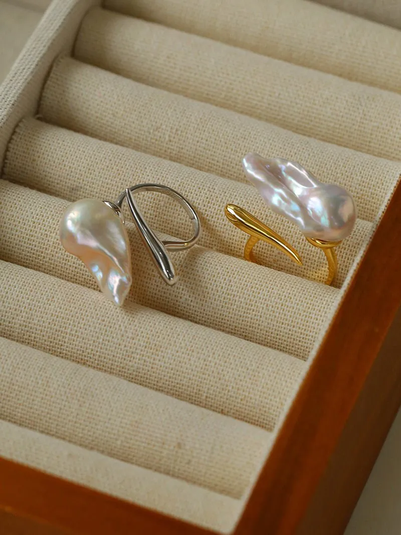 Large Baroque Pearl Open Ring