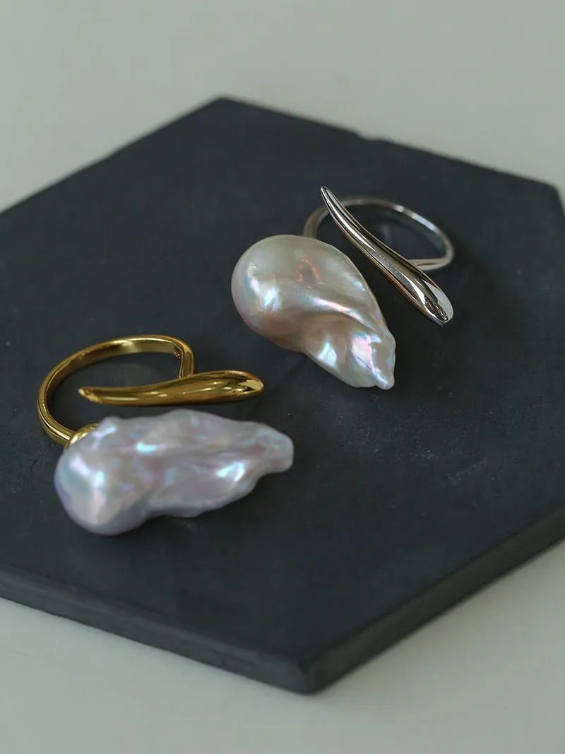 Large Baroque Pearl Open Ring
