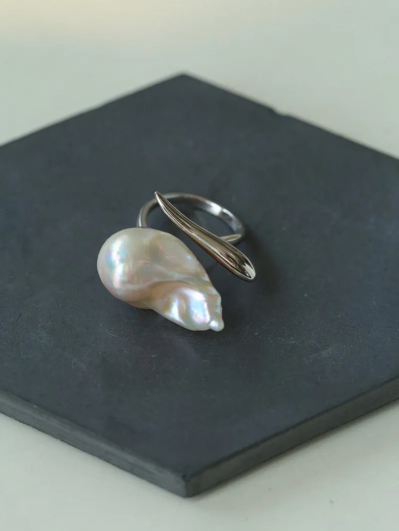 Large Baroque Pearl Open Ring