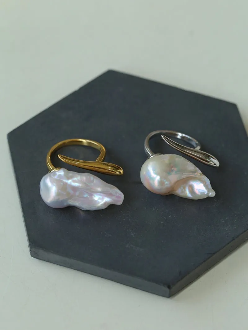Large Baroque Pearl Open Ring