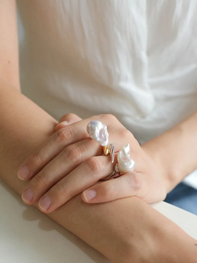 Large Baroque Pearl Open Ring
