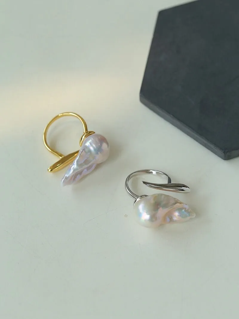 Large Baroque Pearl Open Ring