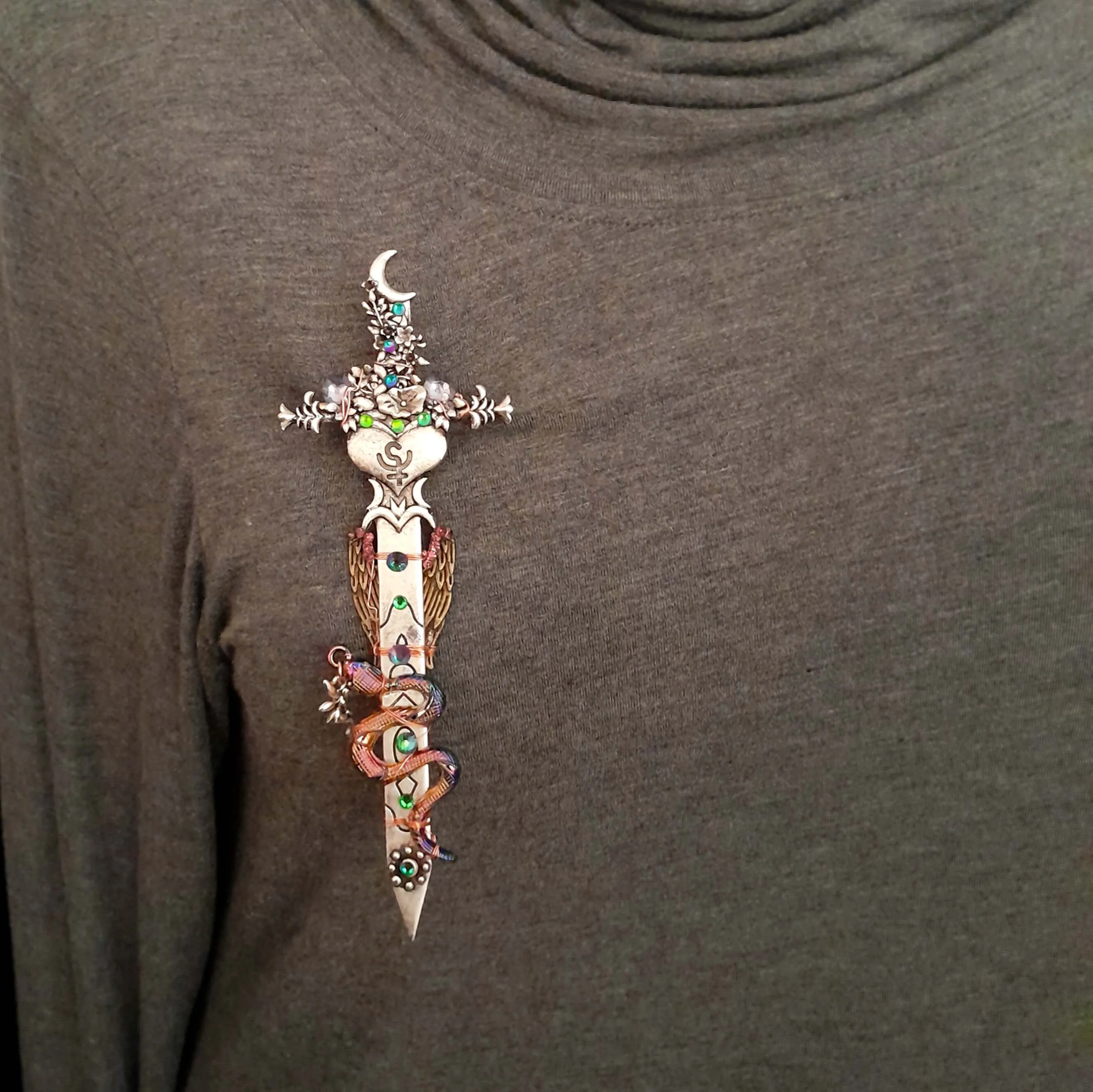 Large Statement Sword Fantasy Brooch Pin