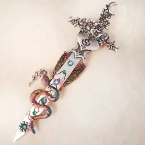 Large Statement Sword Fantasy Brooch Pin
