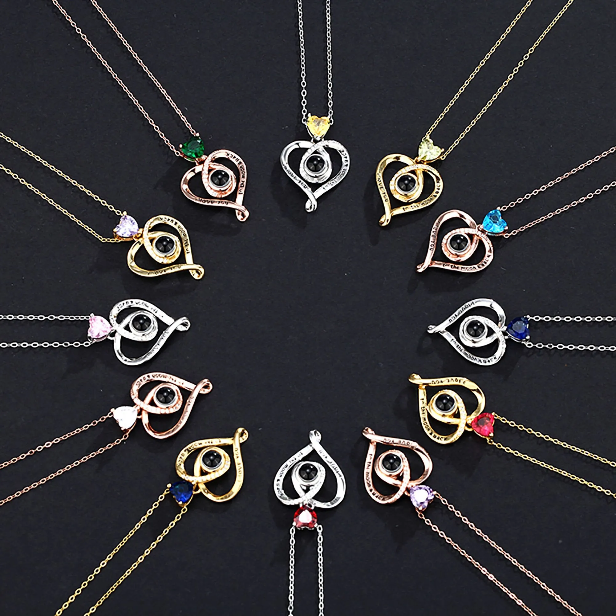 Love with customizable photosProjection Necklace Pendant Jewelry For Lover Girlfriend