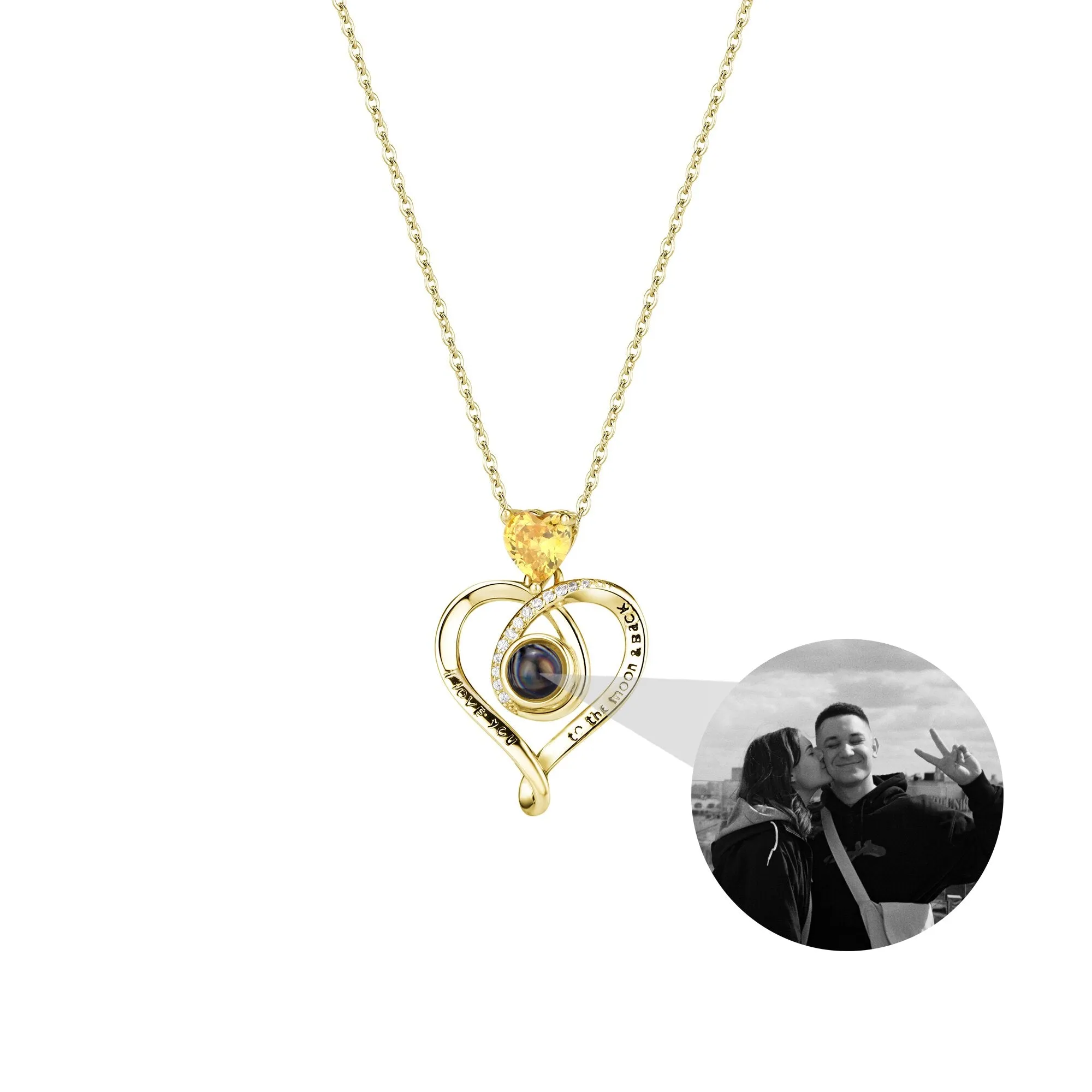 Love with customizable photosProjection Necklace Pendant Jewelry For Lover Girlfriend